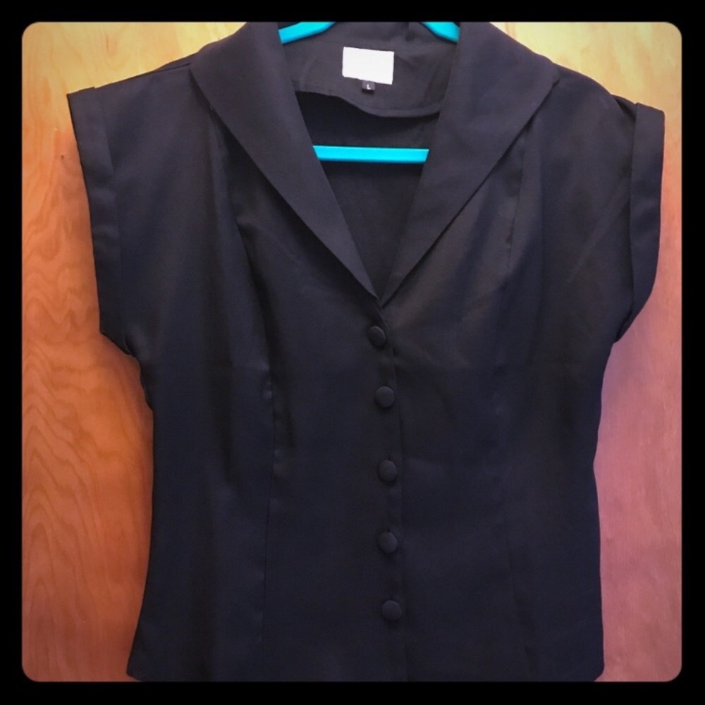 Fitted button up black blouse by Banned